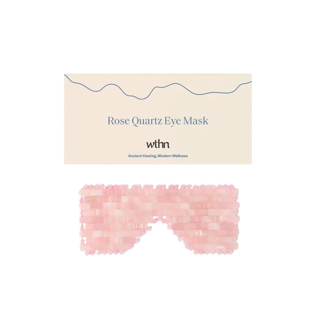 Rose quartz eye mask for wellness and beauty.