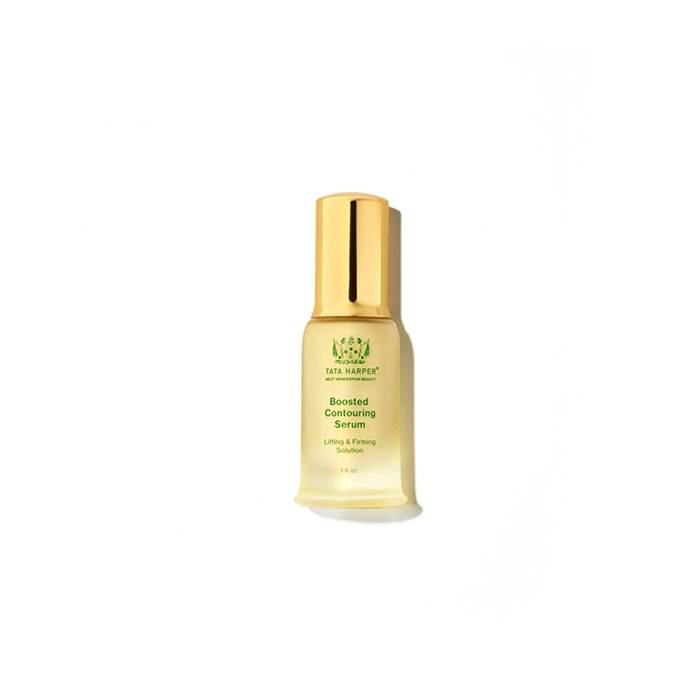A bottle of tata harper boosted contouring serum against a white background.