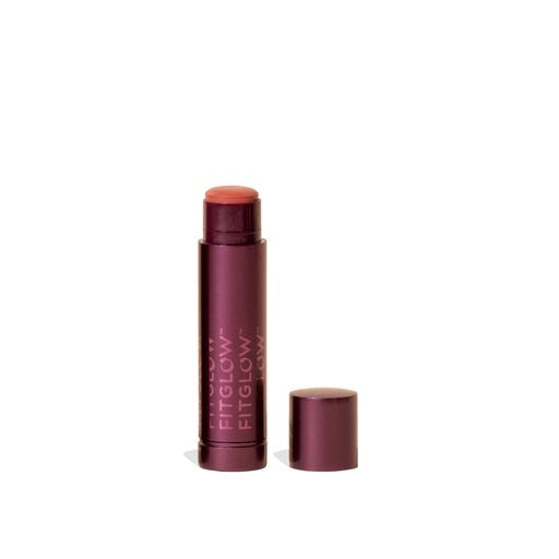 A twist-up tube of lipstick with its cap removed, isolated on a white background.