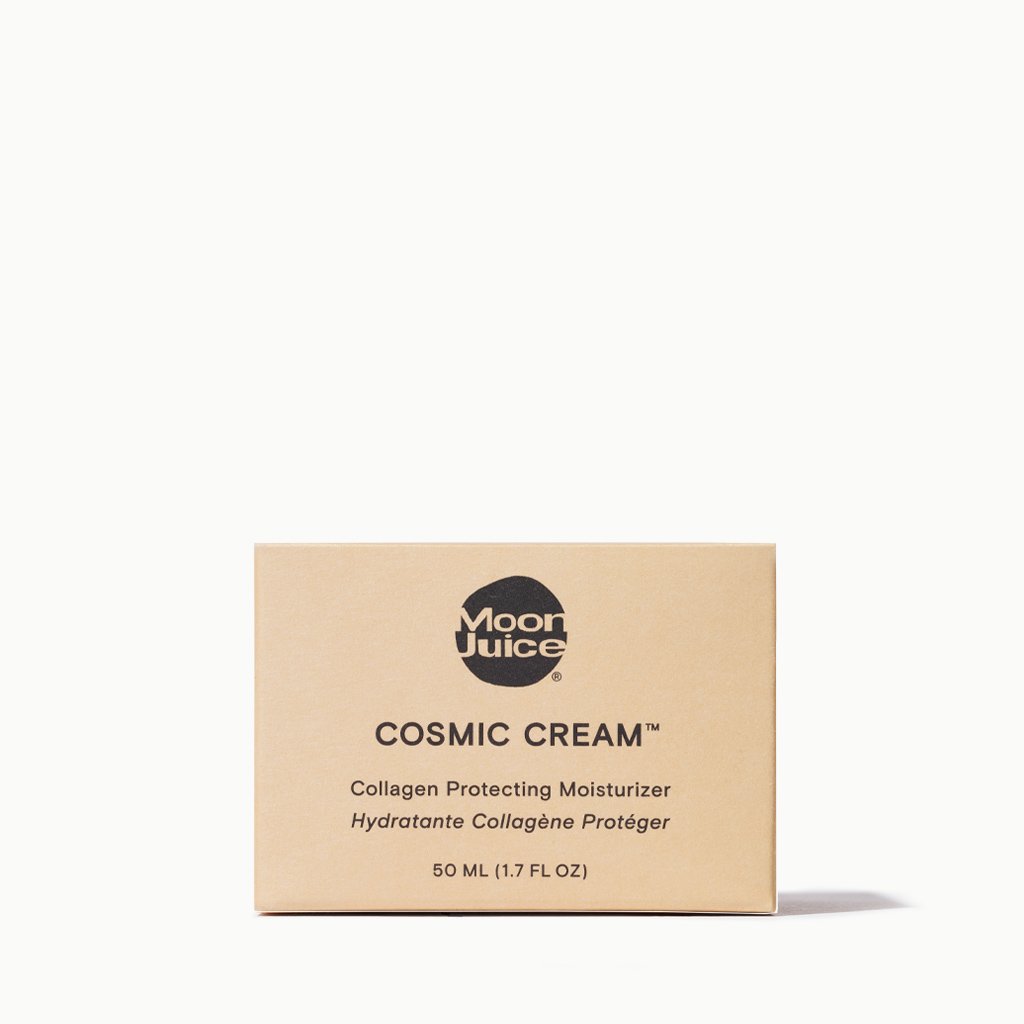 A box of moon juice cosmic cream collagen protecting moisturizer.