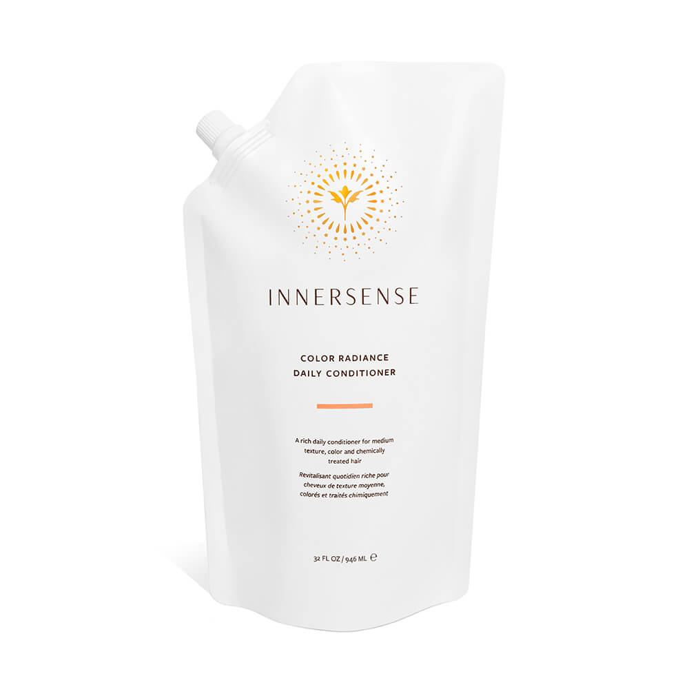 White bottle of innersense color radiance daily conditioner.