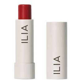 Ilia brand lipstick with cap removed.