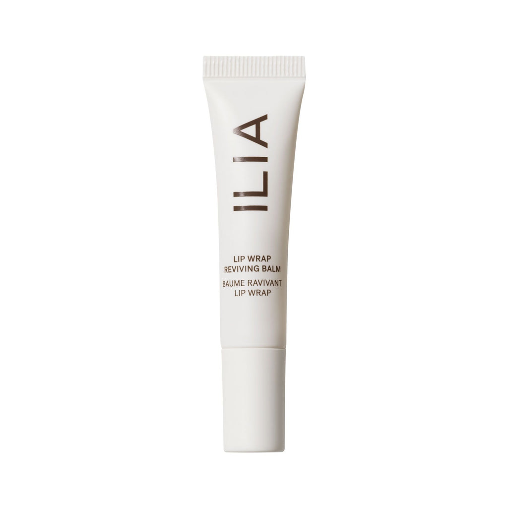 A tube of ilia lip wrap reviving balm against a white background.