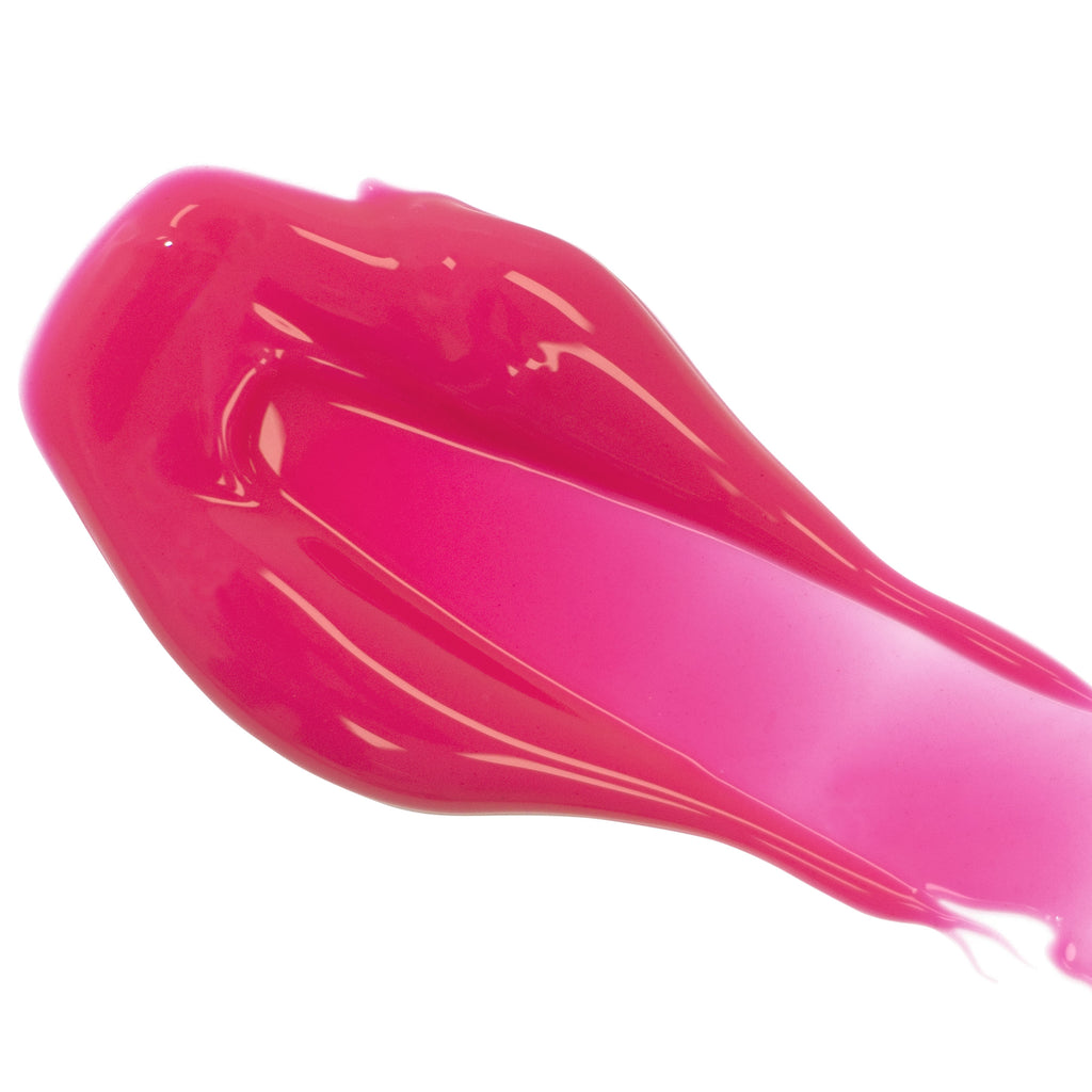 A smear of vibrant pink lipstick.