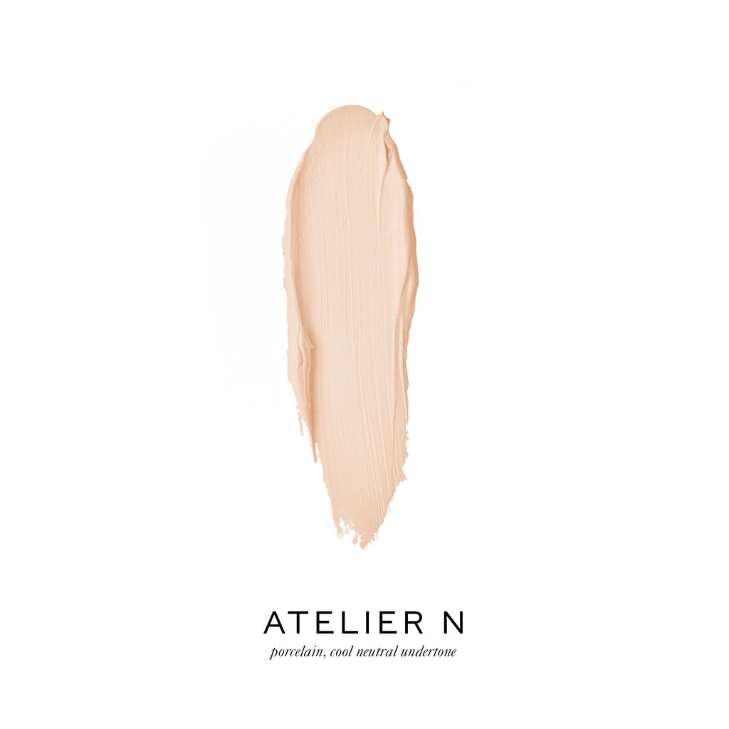 Swatch of porcelain neutral-toned foundation makeup from atelier n.