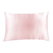 Plain pink rectangular pillow on a white background.