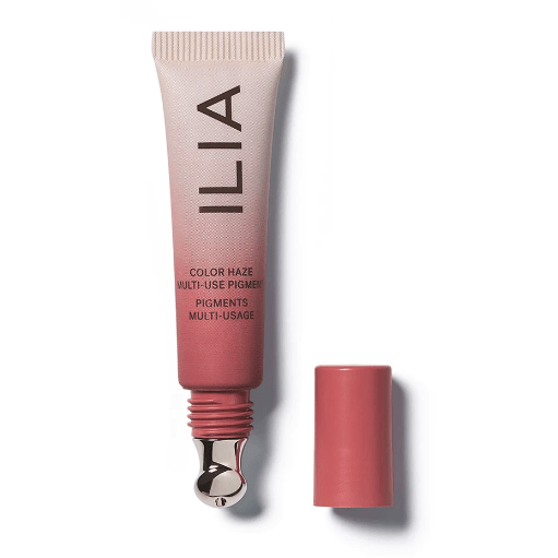 Tube of ilia color haze multi-use pigment with the cap placed beside it.
