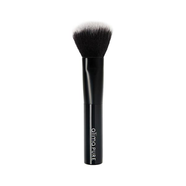 Black makeup brush isolated on a white background.