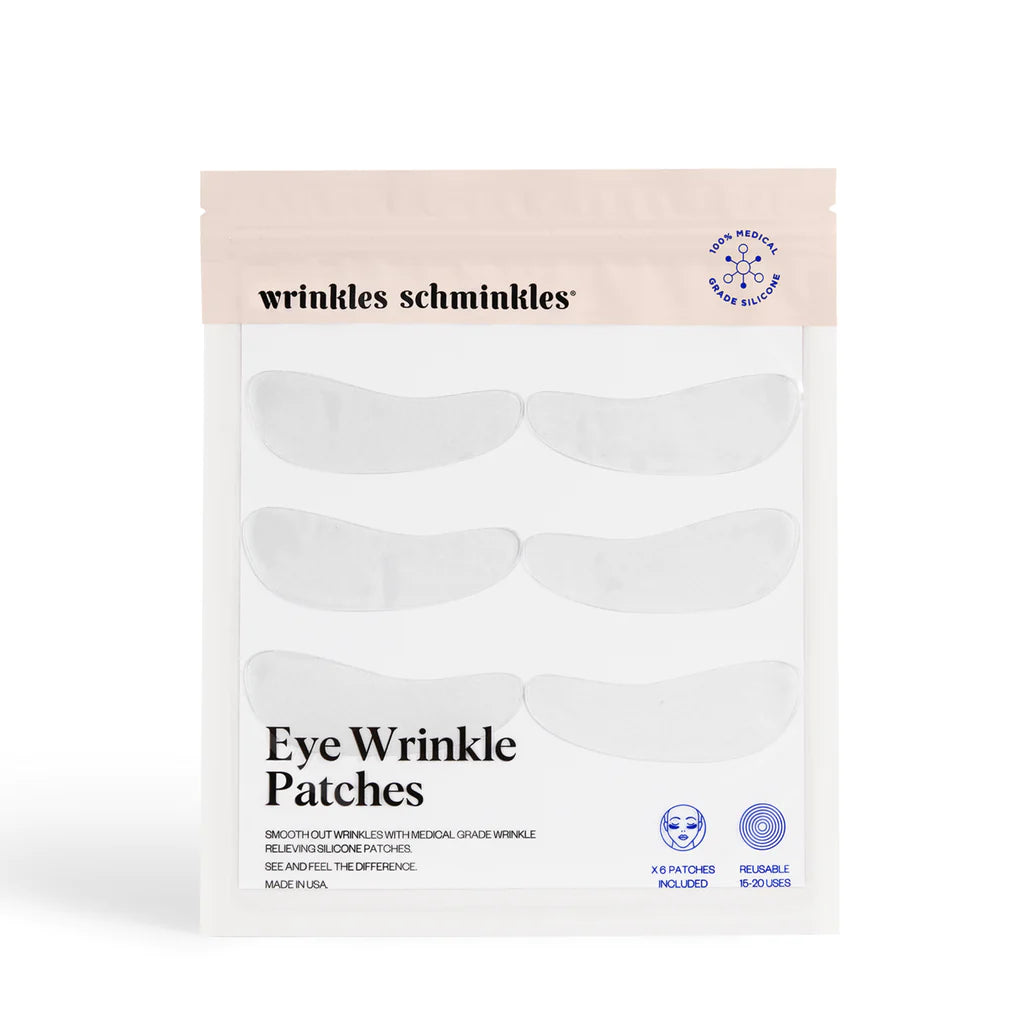 A package of eye wrinkle patches designed to reduce the appearance of wrinkles.