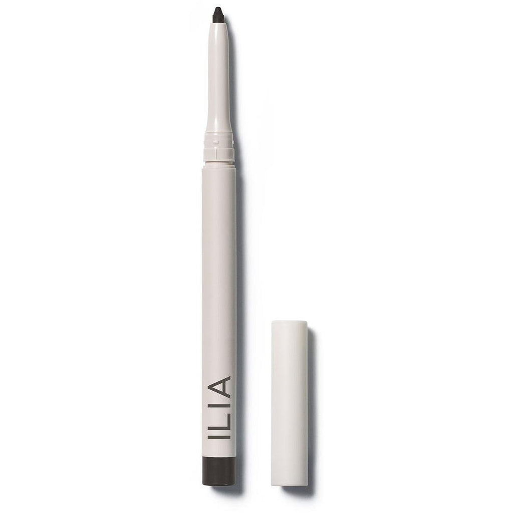 Ilia brand eyeliner pen with cap removed, displayed on a white background.
