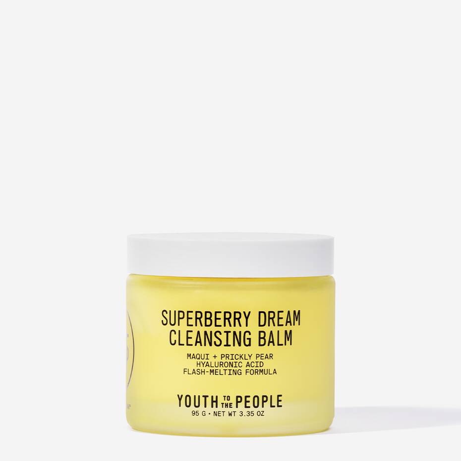 A jar of youth to the people superberry dream cleansing balm with maqui + prickly pear + hyaluronic acid.